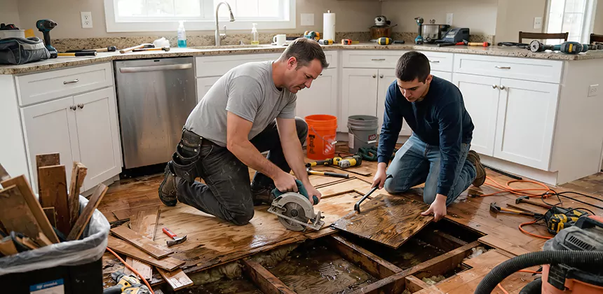Kitchen Floor Water Damage Repair in Laguna Beach
